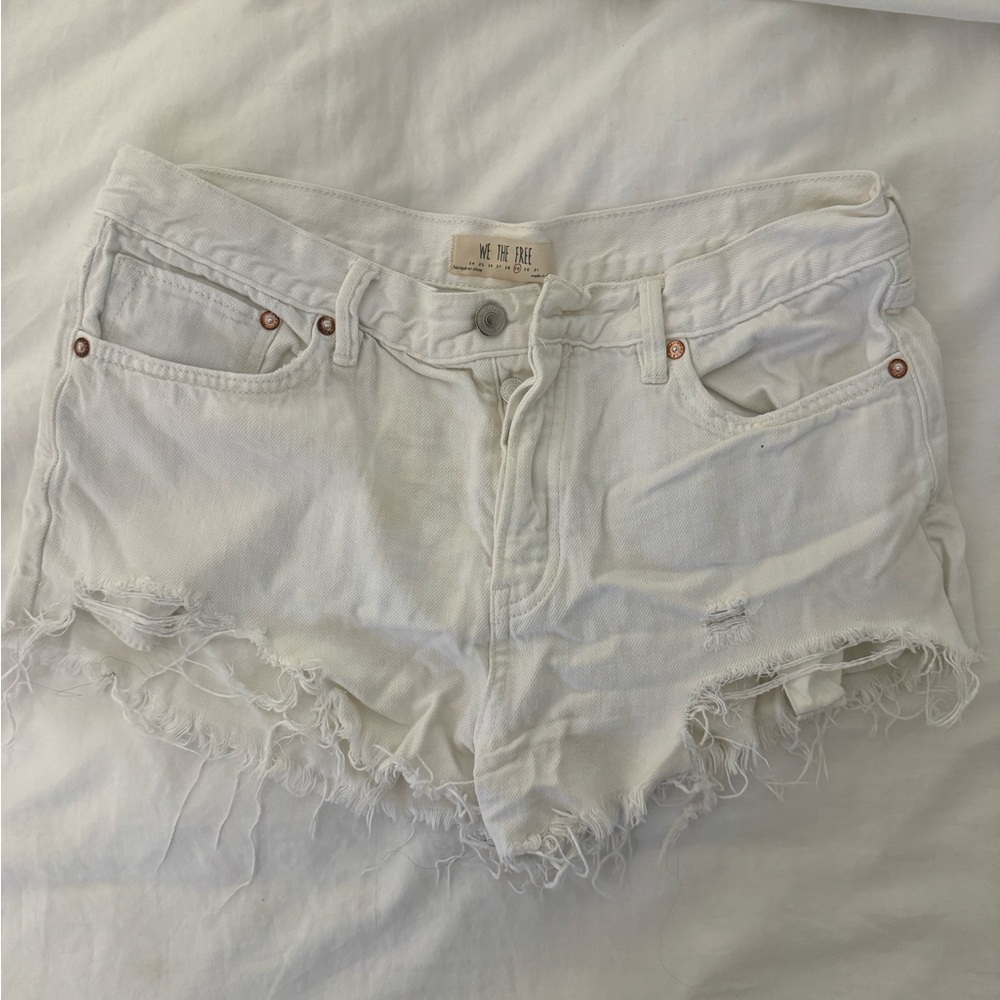Free People white jean shorts